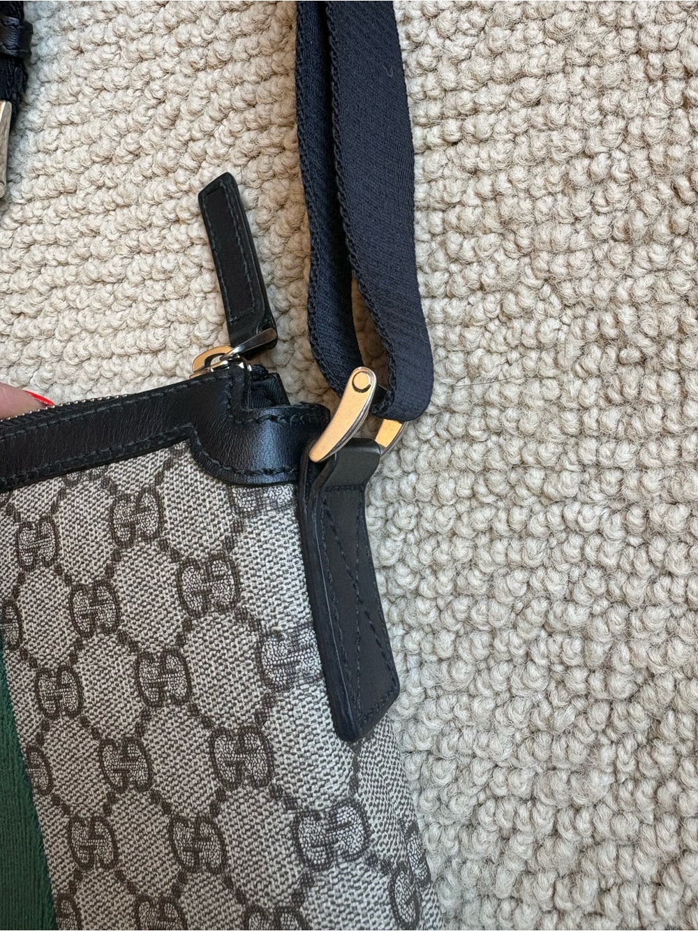 Gucci Beige GG Canvas Messenger Bag with Green and Red Web Authentic - Picture 5 of 12